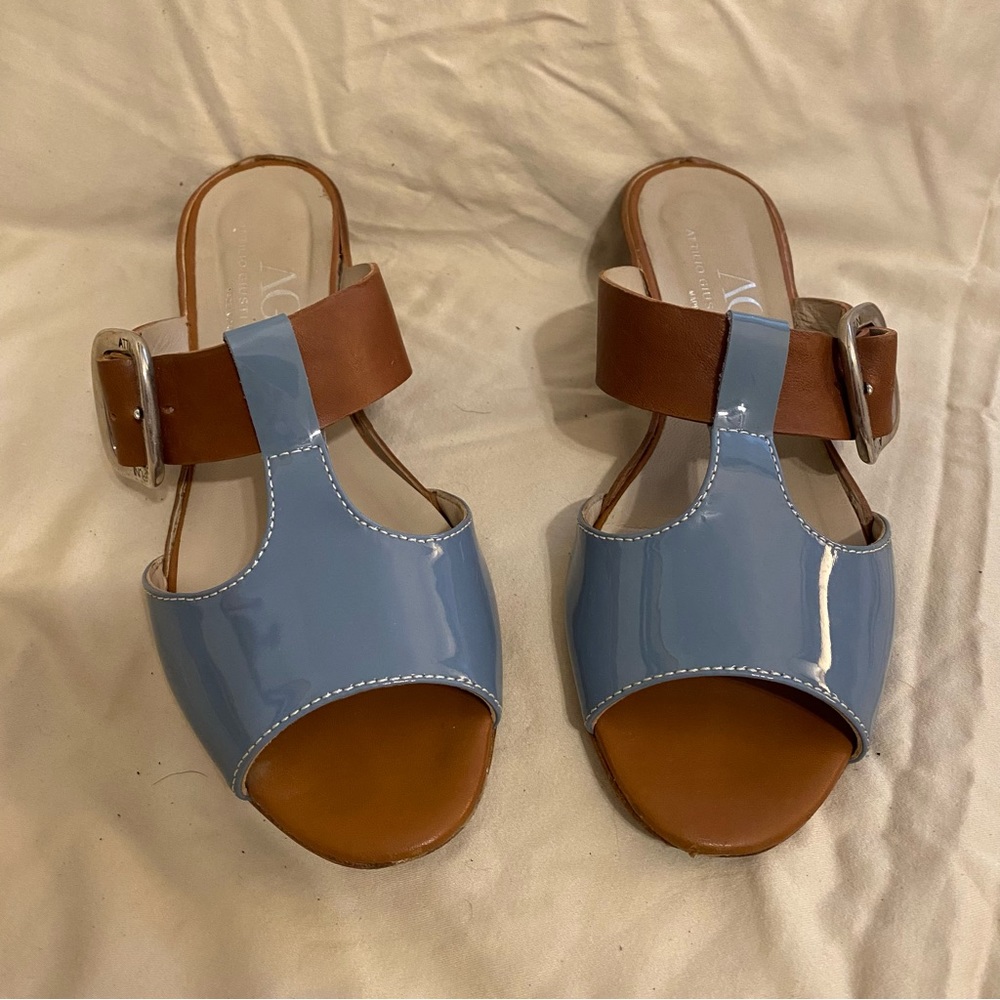 AGL azure peep-toe slides